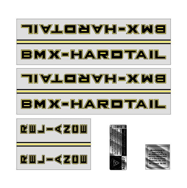 Reliance - Hardtail - Black decal set - old school bmx - Bmx Products AU