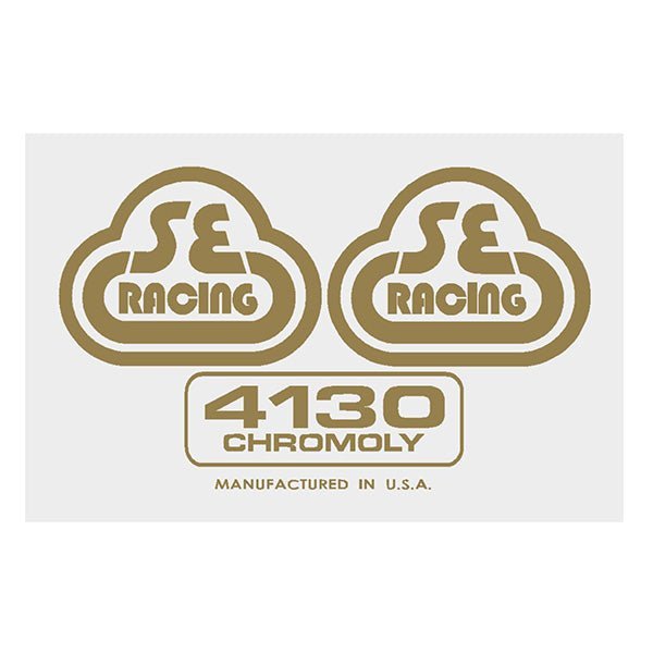 SE Racing - 80'S Seat tube decal - 4130 gold on clear - Old school bmx - Bmx Products AU
