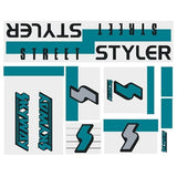 Skyway 1988 - Street Styler TEAL decal set - old school bmx - Bmx Products AU