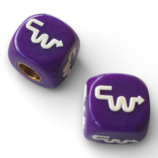 CW - Logo Dice Tire Valve Caps (Pair) - Purple