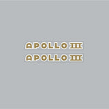 Apollo - III Top tube decals - White with gold outline - Bmx Products AU