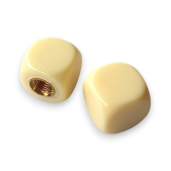 Blank - Custom Printed Dice Tire Valve Caps (Pair) - Bone White - old school bmx - Bmx Products AU