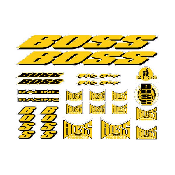 BOSS Racing - Bad Boy decal set in Yellow Black - old school bmx - Bmx Products AU