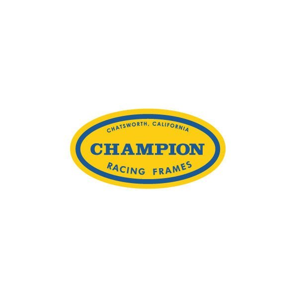 Champion - OVAL "RACING FRAMES" Yellow blue decal - old school bmx - Bmx Products AU