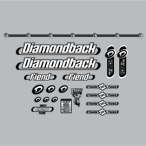 Diamond Back - 2000 Fiend for grey frame decal set - Old school bmx - Bmx Products AU