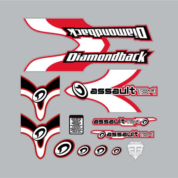 Diamond Back - 2001 Assult T24 for black frame decal set - Bmx Products AU