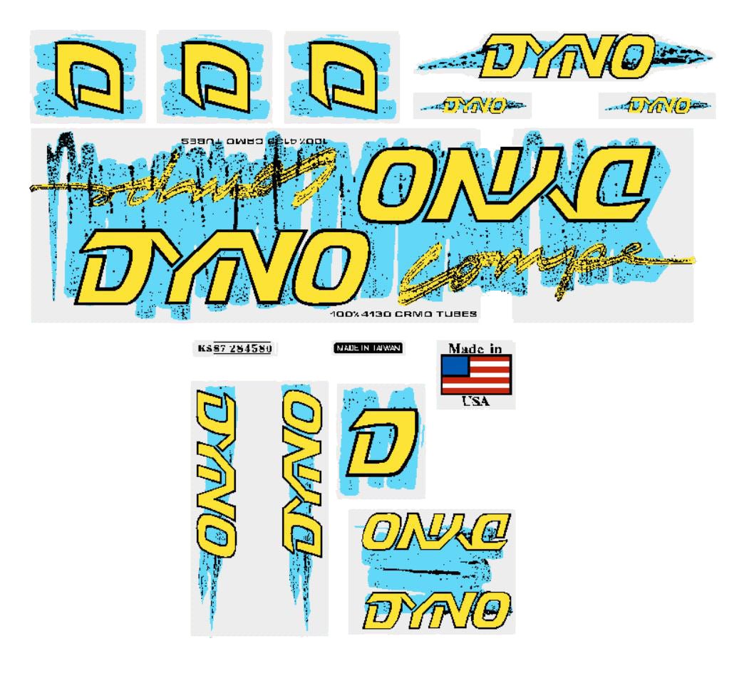 DYNO -1987 COMPE on clear decal set - Bmx Products AU