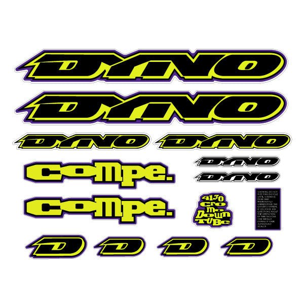 DYNO - 1994 Compe decal set for purple frame - old school bmx - Bmx Products AU