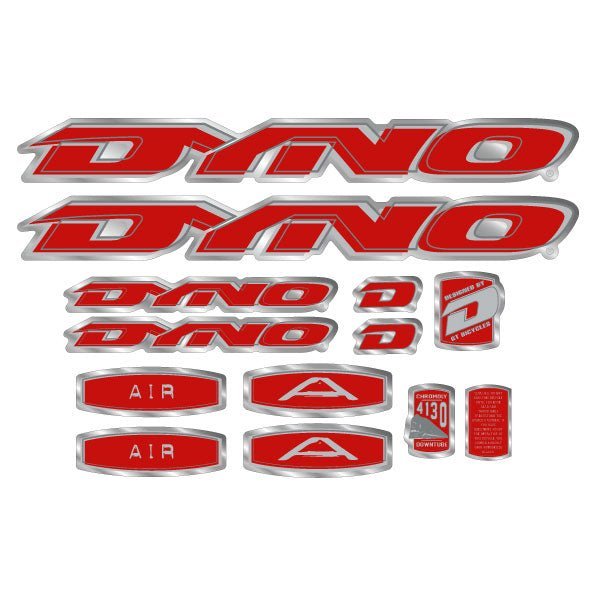DYNO - 1998 AIR Red on chrome decal set - old school bmx - Bmx Products AU