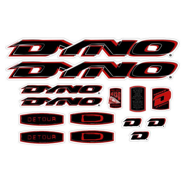 DYNO - 1998 Detour decal set for chrome frame - old school bmx - Bmx Products AU