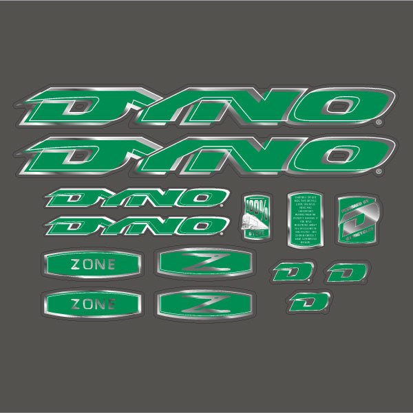 DYNO - 1998 ZONE decal set for Black frame - old school bmx - Bmx Products AU