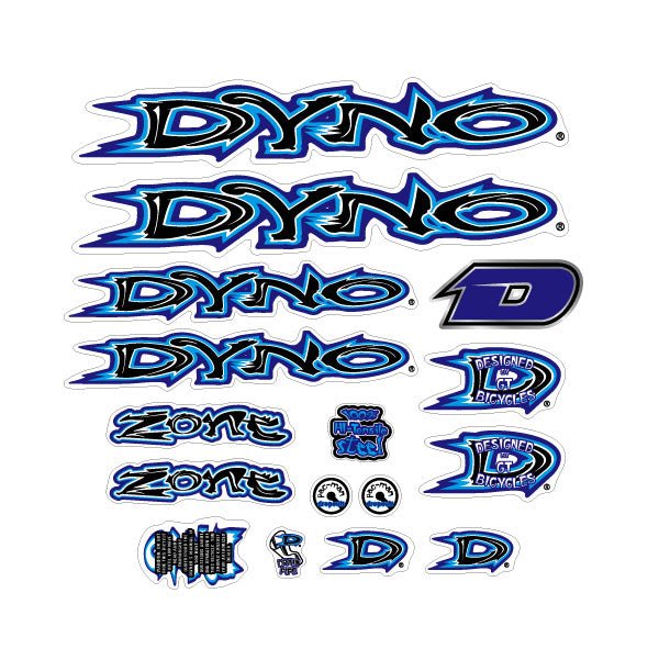 DYNO - 1999 ZONE decal set for chrome frame - old school bmx - Bmx Products AU