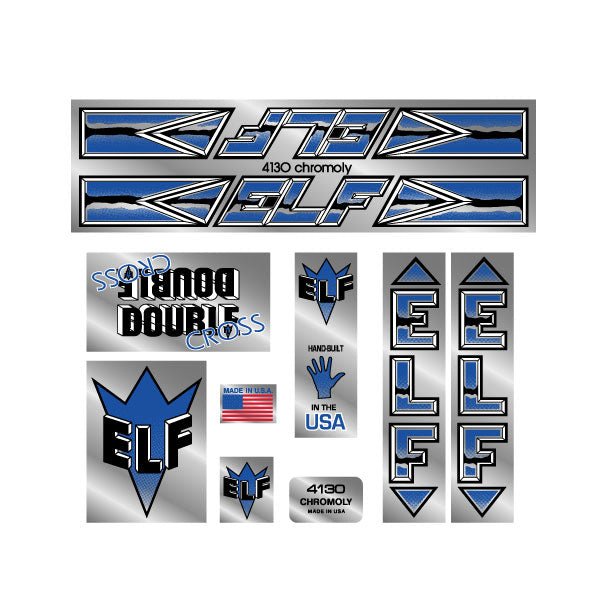 ELF - Double cross blue decalset on Chrome - Bmx Products AU