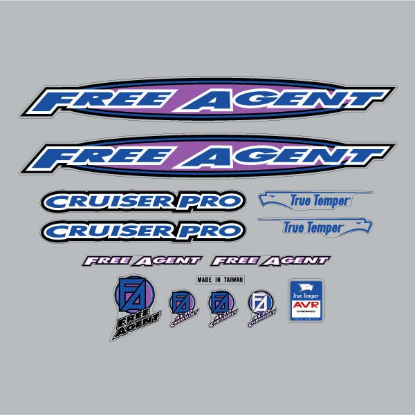 Free Agent - 95 Cruiser Pro 24 - clear decal set - Bmx Products AU