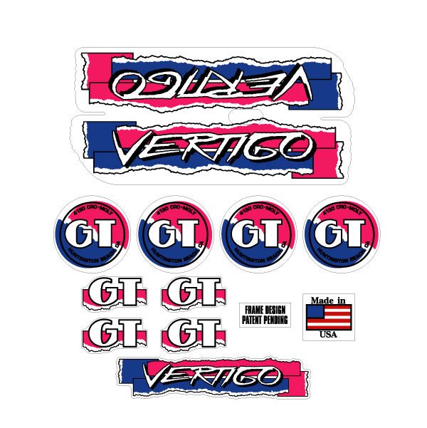 GT - 1987 Vertigo - on Clear decal set - Old school bmx - Bmx Products AU