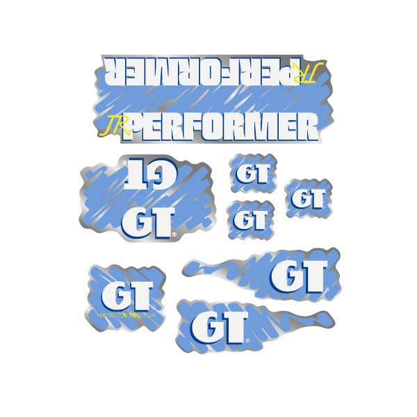 GT - 1988 JR Performer decal set for Pink frame - on Chrome - Old school bmx - Bmx Products AU