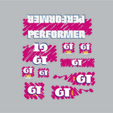GT - 1988 Performer decal set for Black or Blue frame - on Clear - Old school bmx - Bmx Products AU