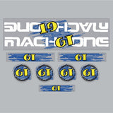 GT - 1989 Mach One - White on Clear - decal set - Old school bmx - Bmx Products AU