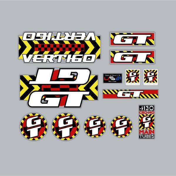 GT - 1990 Vertigo - on Clear decal set - Old school bmx - Bmx Products AU