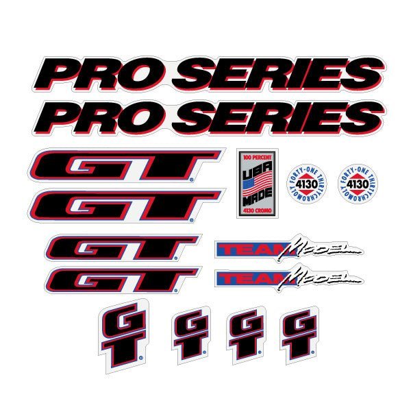 GT - 1992 Pro Series TEAM - For yellow frame - decal set - Old school bmx - Bmx Products AU