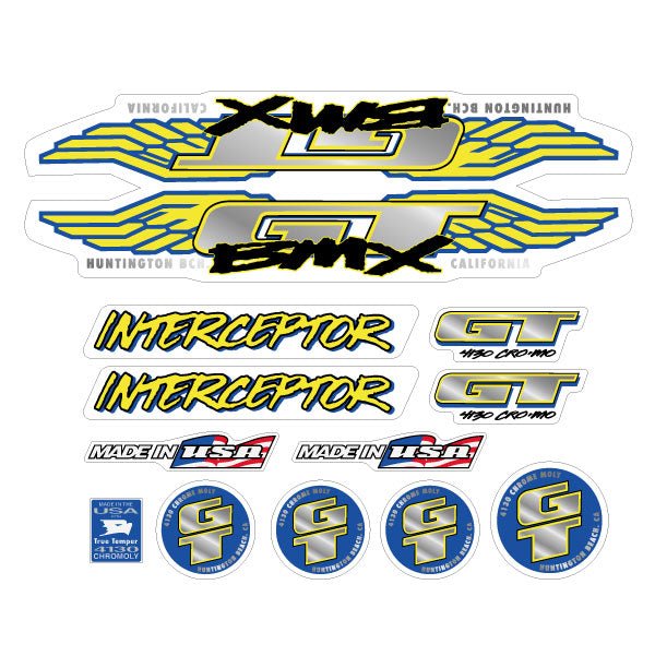 GT - 1993 Interceptor - for Red frame - decal set - Bmx Products AU