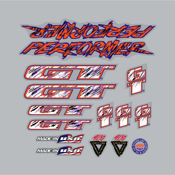 GT - 1993 Performer Decal set - For Chrome frame - Old school bmx - Bmx Products AU