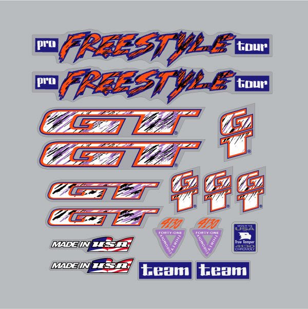 GT - 1993 Pro Freestyle Tour Decal set - Orange - Old school bmx - Bmx Products AU