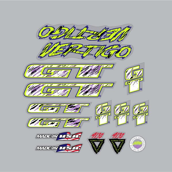 GT - 1993 Vertigo for Black frame - decal set - Old school bmx - Bmx Products AU