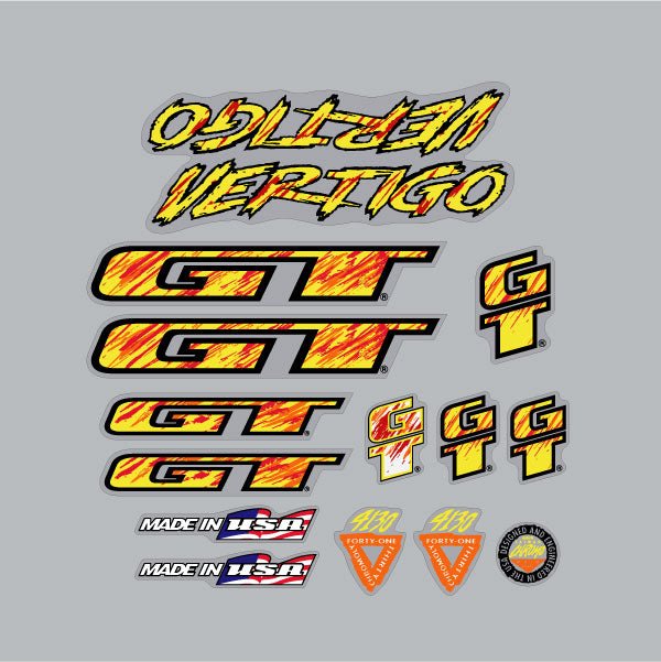 GT - 1993 Vertigo for blue frame - decal set - Old school bmx - Bmx Products AU