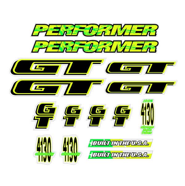 GT - 1994 Performer decal set - for Chrome frame Clear - Old school bmx - Bmx Products AU
