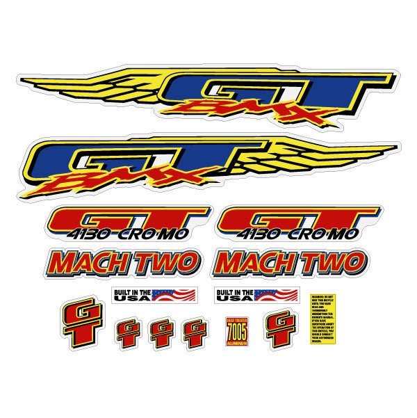 GT - 1996 Mach Two - for chrome frame decal set - Old school bmx - Bmx Products AU
