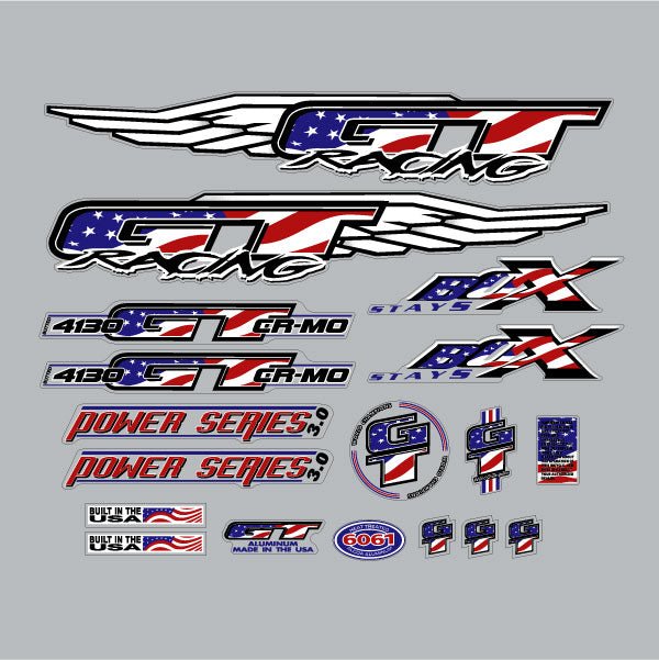 GT - 1998 Power Series 3.0 - USA FLAG - decal set - Bmx Products AU