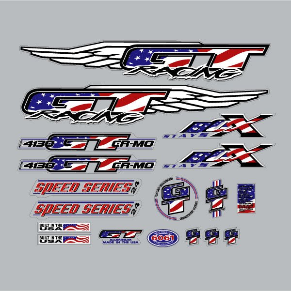 GT - 1998 Speed Series Team - USA Flag - Clear decal set - Bmx Products AU