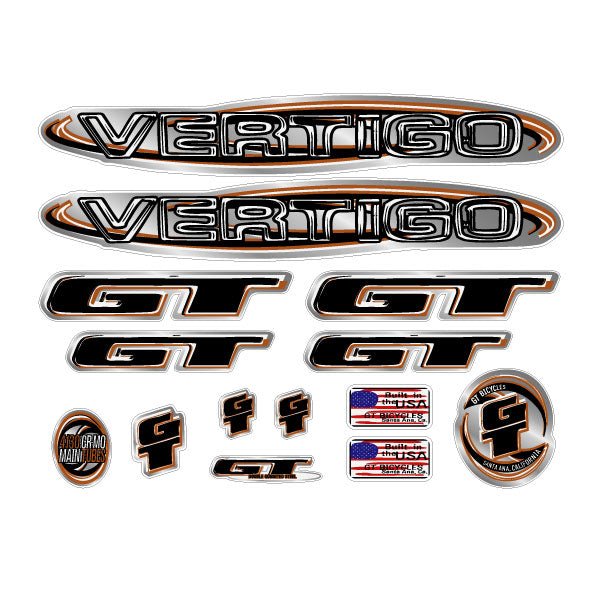 GT - 1998 Vertigo - for black frame - decal set - Bmx Products AU
