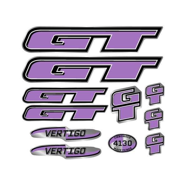 GT - 1998 Vertigo - Light Purple for Chrome frame - decal set - Bmx Products AU