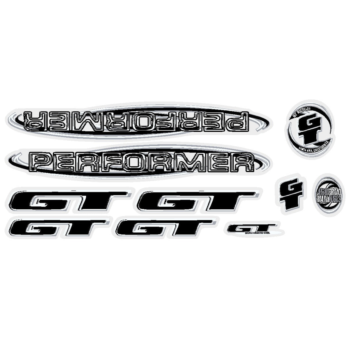 GT - 1999 Performer decal set - for Black frame - Old school bmx - Bmx Products AU