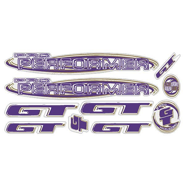 GT - 1999 Pro Performer decal set - for Purple frame - Old school bmx - Bmx Products AU