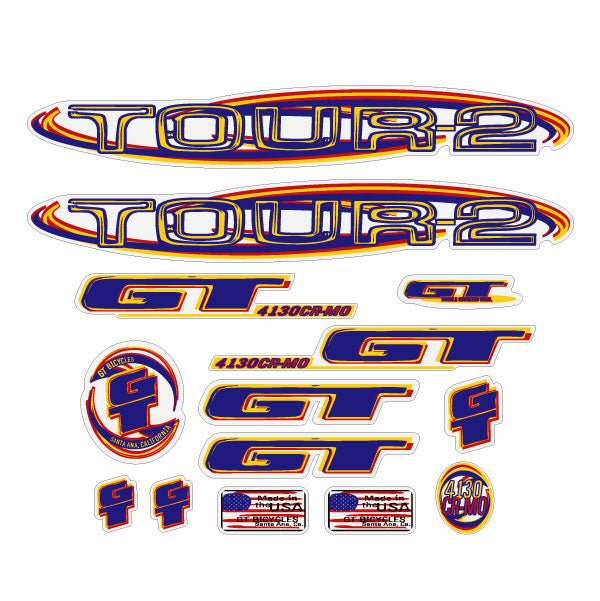 GT - 1999 TOUR 2 decal set - CUSTOM COLOR - Old school bmx - Bmx Products AU