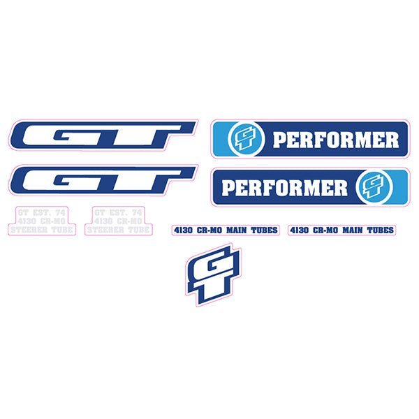 GT - 2008 Performer Light and Dark blue Clear decal set - Old school bmx - Bmx Products AU