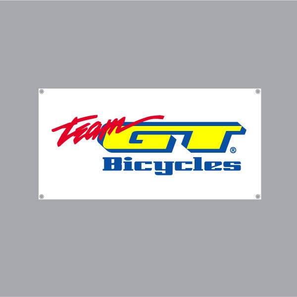 GT - 90's "TEAM GT BICYCLES " White Banner - old school bmx - Bmx Products AU
