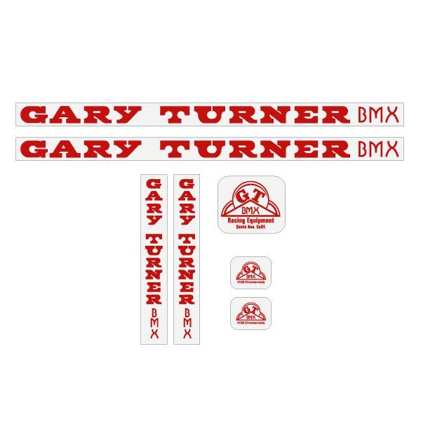 GT - Gary Turner - Gen 1 - Red on Clear - decal set - Old school bmx - Bmx Products AU