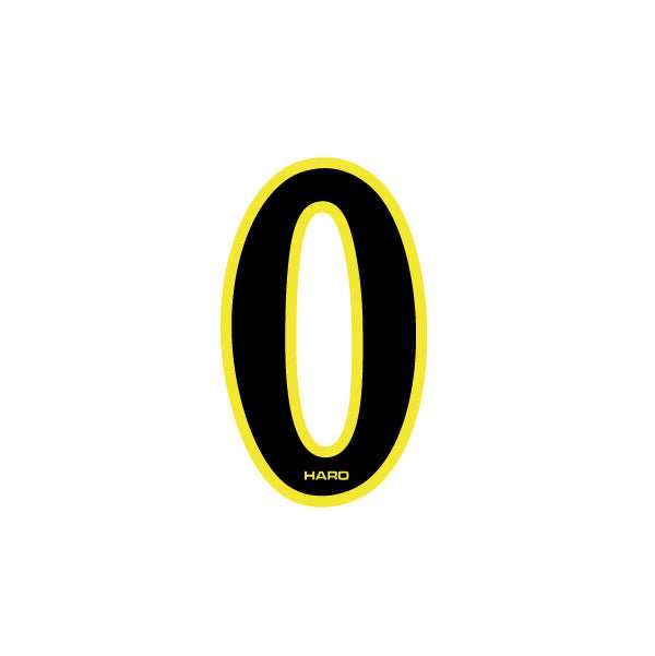 Haro - Early plate number 0 decal - Black Yellow - Old school bmx - Bmx Products AU