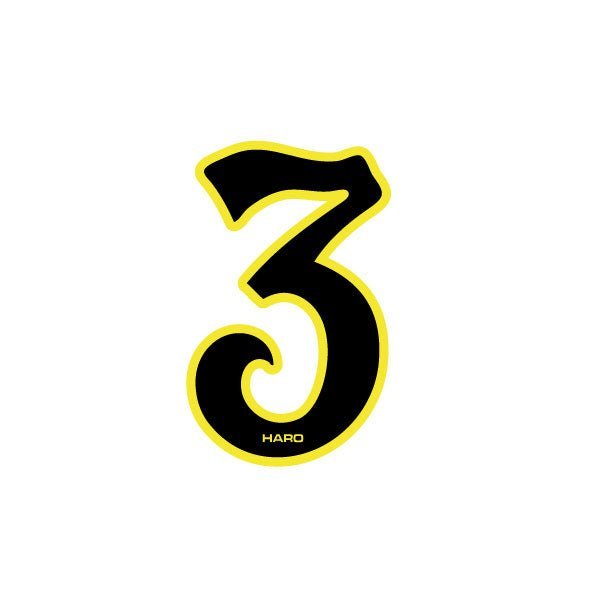 Haro - Early plate number 3 decal - Black Yellow - Old school bmx - Bmx Products AU