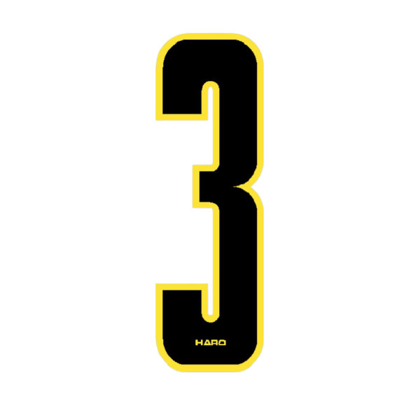 Haro - Stadium plate number 3 decal - Black Yellow - Old school bmx - Bmx Products AU