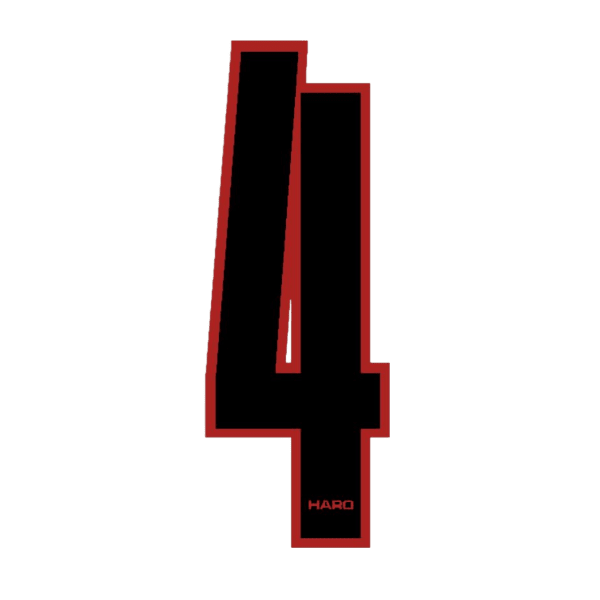 Haro - Stadium plate number 4 decal - Black Red - Old school bmx - Bmx Products AU