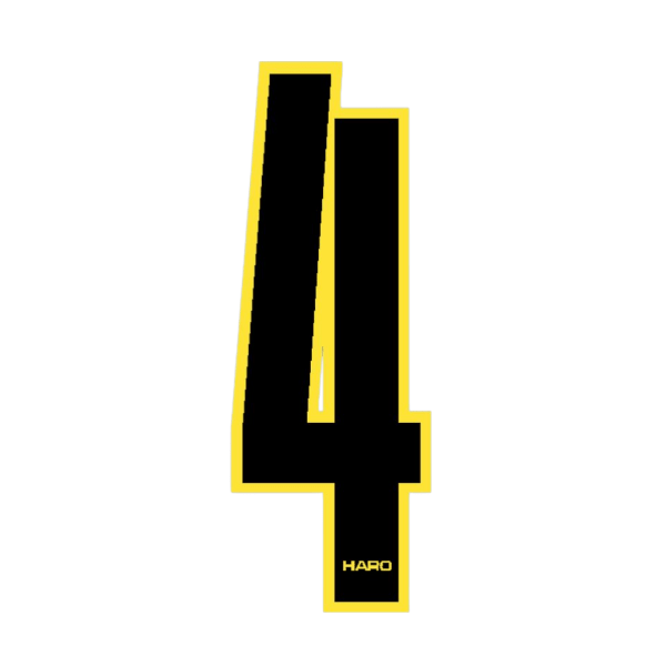 Haro - Stadium plate number 4 decal - Black Yellow - Old school bmx - Bmx Products AU