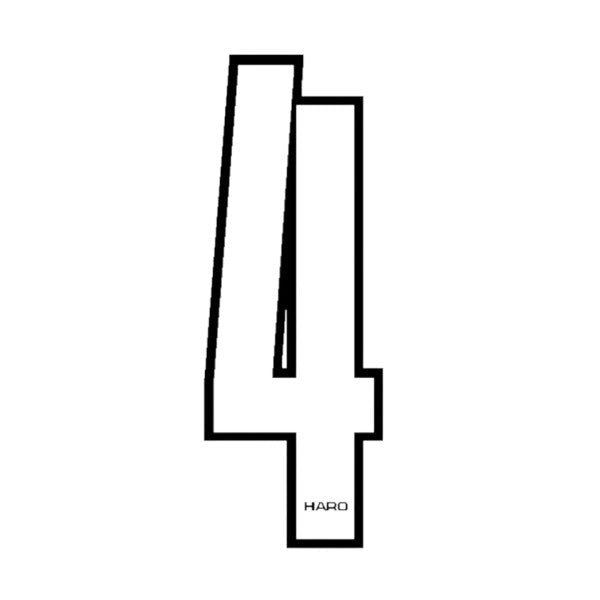 Haro - Stadium plate number 4 decal - White - Black - Old school bmx - Bmx Products AU