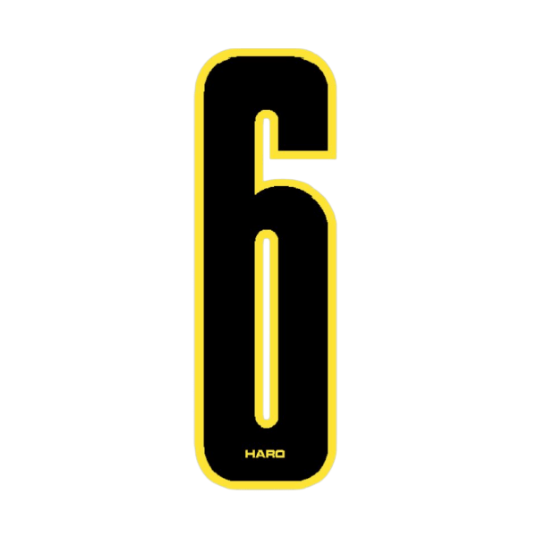 Haro - Stadium plate number 6 decal - Black Yellow - Old school bmx - Bmx Products AU