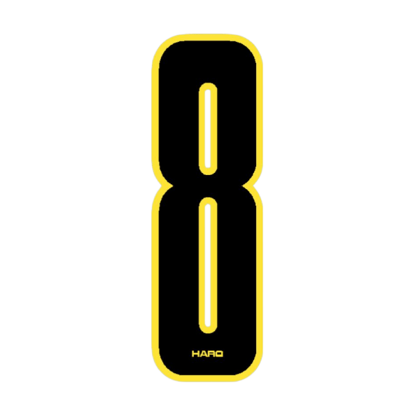 Haro - Stadium plate number 8 decal - Black Yellow - Old school bmx - Bmx Products AU