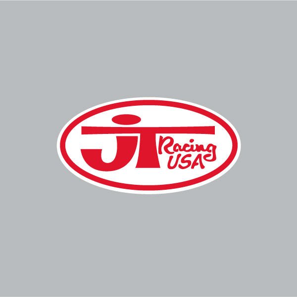 JT Racing - OVAL - Red & White decal - Old School BMX - Bmx Products AU